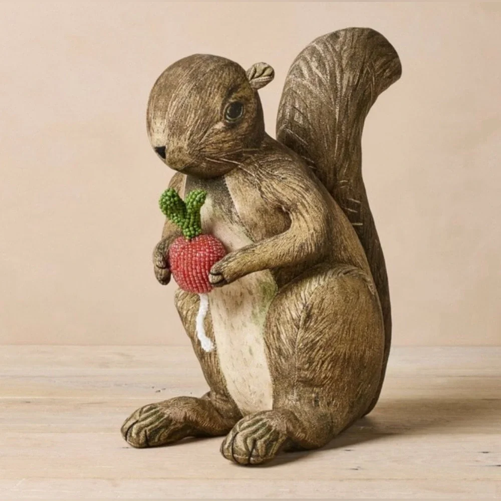 John Derian Company Fall 11” Squirrel Pillow Plush Radish Animal‎